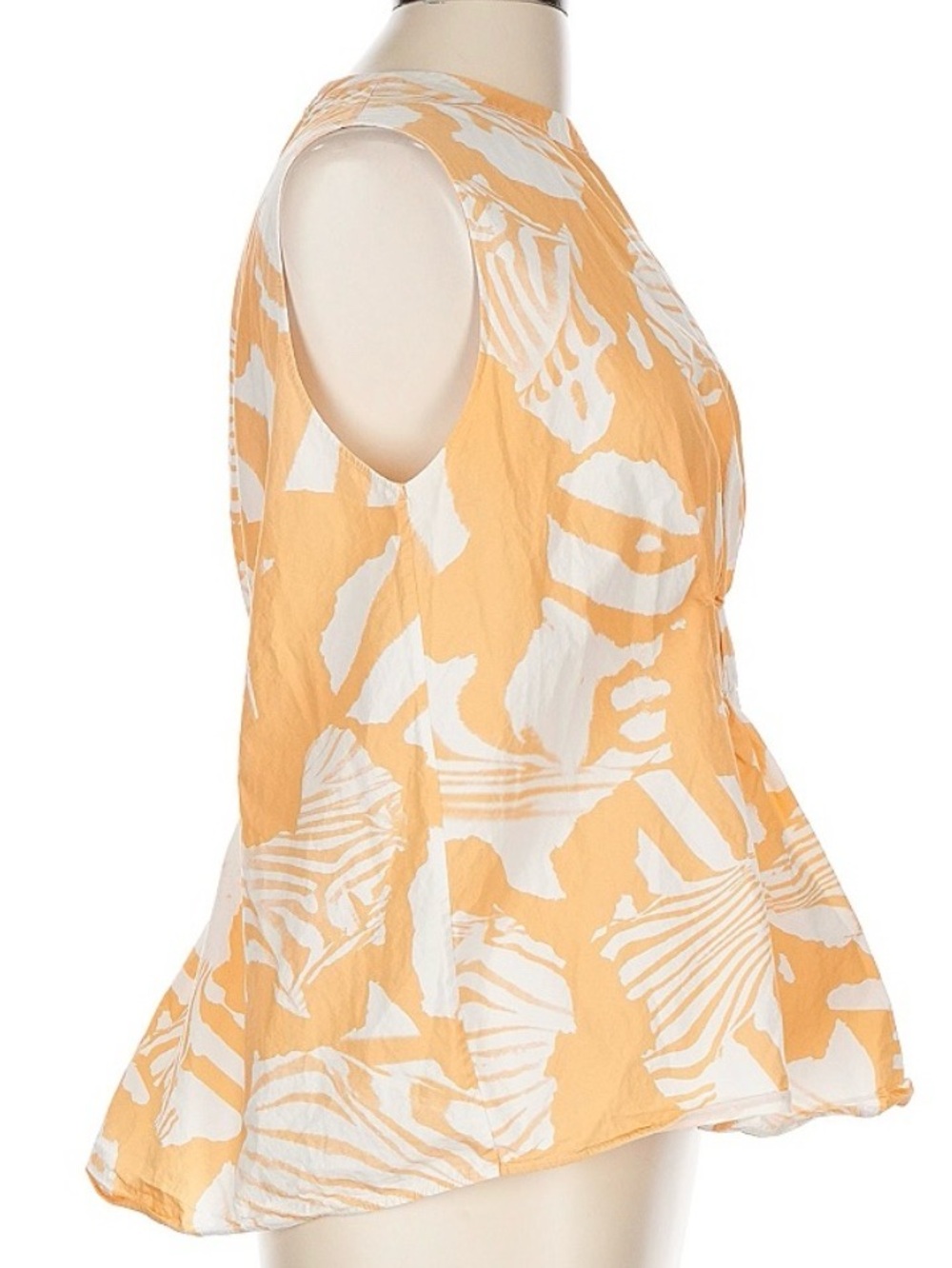 Rare Genny Sleeveless Cream & Yellow Printed Peplum Blouse, Made in Italy - Picture 3 of 7